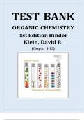 TEST BANK FOR Organic Chemistry, 1st Edition by Binder Klein, David R. , ISBN: 9780470881460 |Chapter 1-23| Guide A+