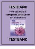 Test Bank for Porth's Essentials of Pathophysiology 5th Editionby Tommie L Norris ISBN: 9781975107192 |COMPLETE TEST BANK| Guide A+