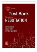 test bank for Essentials of Negotiation By Roy Lewicki, Bruce Barry and David Saunders 6th edition All chapters covered Graded A+