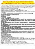 HESI PHARMACOLOGY ASSIGNMENT EXAM QUESTIONS AND ANSWERS |GRADED A| |2025>26|