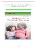 Test Bank for Maternity and Pediatric Nursing, 5th Edition. by Susan Ricci, Terri Kyle, Susan Carman. All Chapters Covered| 100% verified Answers| Latest Edition 2025| ISBN-13 978-1975220419