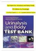 Test Bank for Urinalysis and Body Fluids 7th Edition by Strasinger | Verified Chapter's 1 - 17 | Complete Newest Version