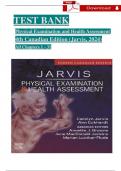 TEST BANK Physical Examination and Health Assessment 4th Canadian Edition (Jarvis, 2024) All Chapters 1 - 31 S