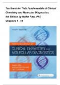 TEST BANK For Tietz Fundamentals of Clinical Chemistry and Molecular Diagnostics, 8th Edition by Nader Rifai, Verified Chapters 1 - 49, Complete Newest Version