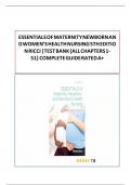 ESSENTIALS OF MATERNITY NEWBORN AND WOMEN’S HEALTH NURSING 5TH EDITION RICCI |TEST BANK {ALL CHAPTERS 1-51} COMPLETE GUIDE RATED A+