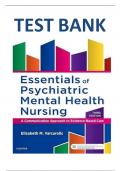 TEST BANK-Essentials of Psychiatric Mental Health Nursing: A Communication Approach to Evidence-Based Care 3rd Edition by Elizabeth M. Varcarolis RN MA (Author) ALL CHAPTERS COVERED  GRADED A+