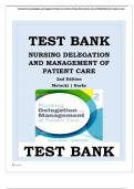 Test Bank for Nursing Delegation and Management of Patient Care 2nd Edition (Mosby, 2016) by Motacki, Isbn no; 9780323321099, all 21 Chapters Covered