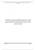 Test Bank for Management Information Systems: Managing the Digital Firm, 16th Edition By Kenneth C. Laudon, Jane P. Laudon All Chapters A+