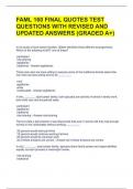 FAML 160 FINAL QUOTES TEST QUESTIONS WITH REVISED AND UPDATED ANSWERS (GRADED A+) 