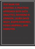 Test Bank For Auditing A Practical Approach with Data Analytics, 2nd Edition by Raymond N. Johnson, Laura Davis Wiley, Robyn Moroney, Fiona Campbell, Jane Hamilton9 (All Chapters) Complete Solution Guide A+