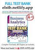 Test Bank for Business Analytics 3rd Edition Evans / All Chapters 1 - 16 / Full Complete 