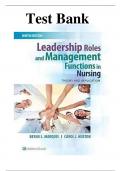 Test Bank for Leadership Roles and Management Functions in Nursing: Theory and Application 9th Edition by Bessie L. Marquis (QUESTIONS AND MULTIPLE CHOICES) (ALL CHAPTERS COVERED) (GRADED A+) 