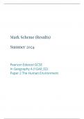 EDEXCEL GEOGRAPHY A  GCSE JUNE 2024 PAPER 2 MS MARKSHEME