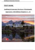 TEST BANK  Auditing & Assurance Services: A Systematic  Approach, 11th Edition Chapters 1 - 21