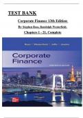 TEST BANK Corporate Finance 13th Edition  By Stephen Ross, Randolph Westerfield, Chapters 1 - 21, Complete