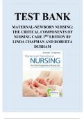 TEST BANK for Maternal-Newborn Nursing: The Critical Components of Nursing Care, 3rd Edition, Roberta Durham, Linda Chapman| A+ ULTIMATE GUIDE 2022