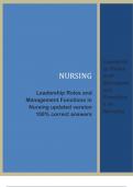 LEADERSHIP ROLES AND MANAGEMENT FUNCTIONS IN NURSING STUDY GUIDE UPDATED VERSION 100% SOLVED; GRADED A+