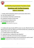 Certified Nursing Assistant Prometric Exam Questions with Verified Answers 2025 / 2026  Grade A+ Guarantee