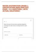 WATER DISTRIBUTION GRADE 1 CERTIFICATION ADEQ PRACTICE EXAM | 111 QUESTIONS | WITH ACTUAL SOLUTIONS!!