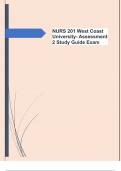 NURS 201 West Coast UniversityAssessment 2 Study Guide Exam Q&A  100% Pass