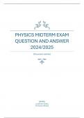 PHYSICS MIDTERM EXAM QUESTION AND ANSWER 2024/2025