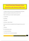 Food Protection Manager Exam Questions and Answers 100% Pass