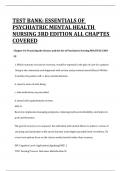 TEST BANK: ESSENTIALS OF PSYCHIATRIC MENTAL HEALTH NURSING 3RD EDITION ALL CHAPTES  COVERED