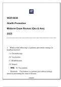 NGR 6638 (UF) Health Promotion Midterm Exam Review Qns & Ans 2025