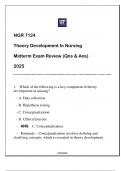 NGR 7124 (UF) Theory Development in Nursing Midterm Exam Review Qns & Ans 2025.