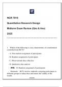 NGR 7816 (UF) Quantitative Research Design Midterm Exam Review Qns & Ans 2025.