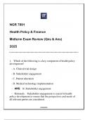 NGR 7891 (UF) Health Policy & Finance Midterm Exam Review Qns & Ans 2025