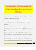 Nursing Home Administrators Test Federal Exam Questions and Answers 100% Pass