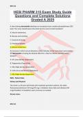 HESI PHARM 315 Exam Study Guide Questions and Complete Solutions Graded A 2025