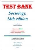 Test Bank for Sociology, 18th edition by John J. Macionis, 9780137870363 (Covering Chapters 1-25)