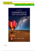 TEST BANK FOR FUNDAMENTALS OF COST ACCOUNTING, 7TH EDITION (LANEN,2022) ALL CHAPTERS 1 - 18