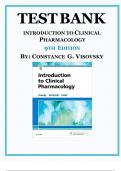 TEST BANK FOR INTRODUCTION TO CLINICAL PHARMACOLOGY 9TH EDITION BY CONSTANCE G VISOVSKY| ALL 19 CHAPTERS COVERED | COMPLETE GUIDE