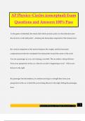 AP Physics~Circles (conceptual) Exam Questions and Answers 100% Pass