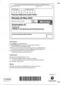 Pearson Edexcel A Level Economics A paper 2 June 2024 QUESTION PAPER