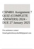 CSP4801 Assignment 7 QUIZ (COMPLETE ANSWERS) 2024 - DUE 27 January 2025