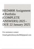 HED4808 Assignment 4 Portfolio (COMPLETE ANSWERS) 2025 - DUE 22 January 2025