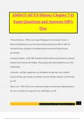 AMSCO AP US History Chapter 7-11 Exam Questions and Answers 100% Pass