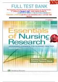 FULL TEST BANK For Essentials of Nursing Research: Appraising Evidence for Nursing Practice 9Th Edition by Denise F. Polit  Latest Update Graded A+     