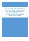 Test Bank for Adult Health Nursing 9th Edition By Kim Cooper, Kelly Gosnell (2024/2025) / Chapter 1-17 / Complete Questions and Answers A+