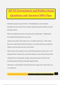 AP US Government and Politics Exam Questions and Answers 100% Pass