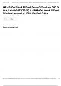 NRNP 6541 Week 11 Final Exam (3 Versions, 300 Q & A, Latest-2023/2024) / NRNP6541 Week 11 Final: Walden University | 100% Verified Q & A