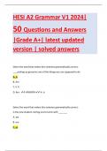 HESI A2 Grammar V1 2024| 50 Questions and Answers |Grade A+| latest updated version | solved answers 