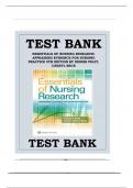 TEST BANK Essentials of Nursing Research Appraising Evidence for Nursing Practice (9TH) by Denise Polit Complete Guide All Chapters