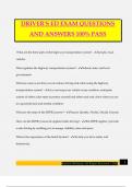 DRIVER'S ED EXAM QUESTIONS AND ANSWERS 100% PASS