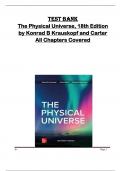 Test Bank for The Physical Universe, 18th Edition  by Konrad B Krauskopf and Carter  All Chapters Covered