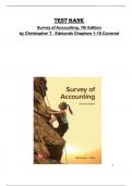 Test Bank  Survey of Accounting, 7th Edition  by Christopher T. Edmonds Chapters 1-16 Covered